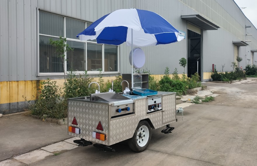 compact hot dog cart with refrigerator